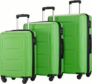 LuckyKey Spinner Wheel 3 Piece Set Green Color Luggage