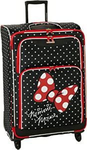 American Tourister Disney Softside Luggage with Spinner Wheels, Minnie Mouse Red Bow, Checked-Large 28-Inch