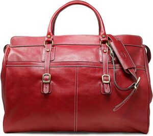 Floto Casiana Tote Tuscan Red Leather Luggage Weekender Travel Bag