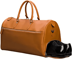 Genuine Leather Travel Bag with Shoe Compartment - Weekender overnight bag,