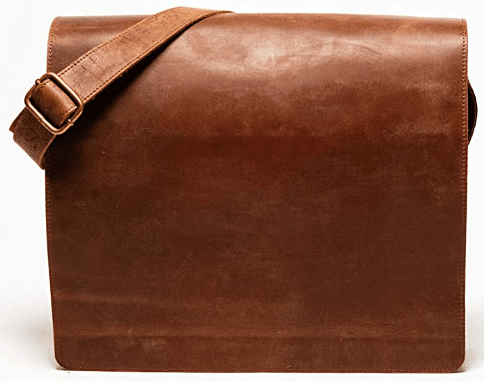 HIDES Full Grain Leather Messenger Bag Shoulder Crossbody Travel Satchel Fits 1
