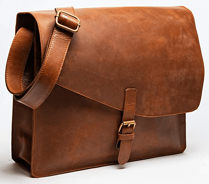HIDES Full Grain Leather Messenger Bag Shoulder Crossbody Travel Satchel Fits