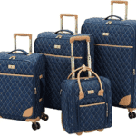 LONDON FOG Queensbury Softside Spinner Luggage, Navy, 4 Piece Set
