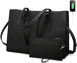 LOVEVOOK Laptop Bag for Women, Fashion Computer Tote Bag Large Capacity Handbag, Leather Shoulder Bag Purse,