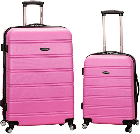 Rockland Melbourne Hardside Expandable Spinner Wheel Luggage, Pink, 2-Piece Set