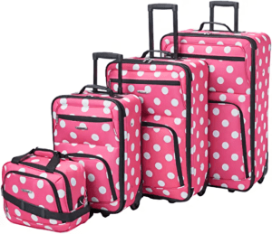Rockland Polka Softside Upright Luggage Set