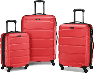 Samsonite Omni PC Hardside Expandable Luggage with Spinner Wheels, Red, 3-Piece
