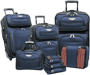 Travel Select Amsterdam Expandable Rolling Upright Luggage, Navy, 8-Piece Se