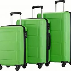 LuckyKey Spinner Wheel 3 Piece Set Green Color Luggage